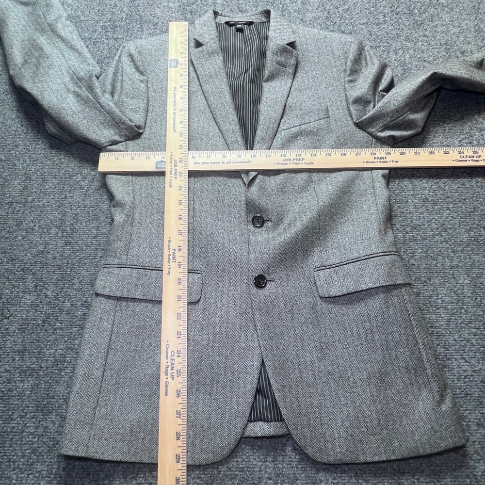 Banana Republic Mens 38R Slim Fit Grey Herringbone Marzotto Wool Blazer 376857 - Picture 7 of 16